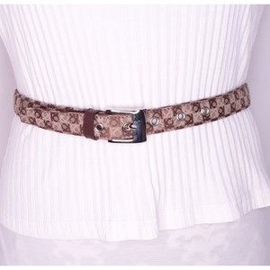 Liz Claiborne Logo Belt Brown/Tan Fabric Size Small